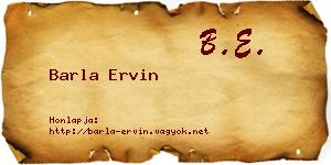 Barla Ervin névjegykártya